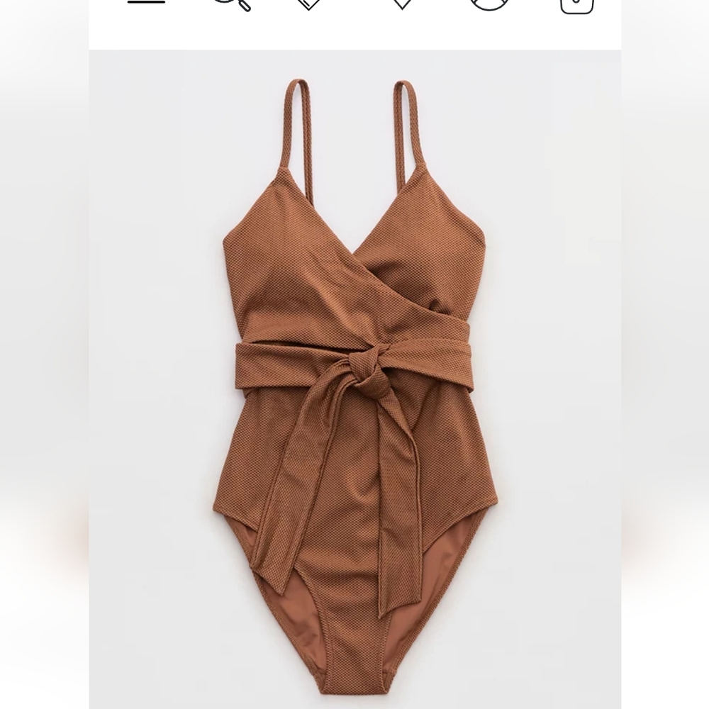 Aerie One Piece Pique Wrap Swimsuit